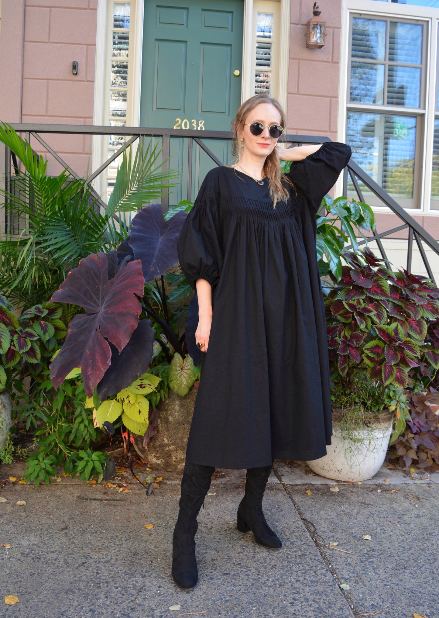 Oversize Dress Linen&Cotton in Matte Black