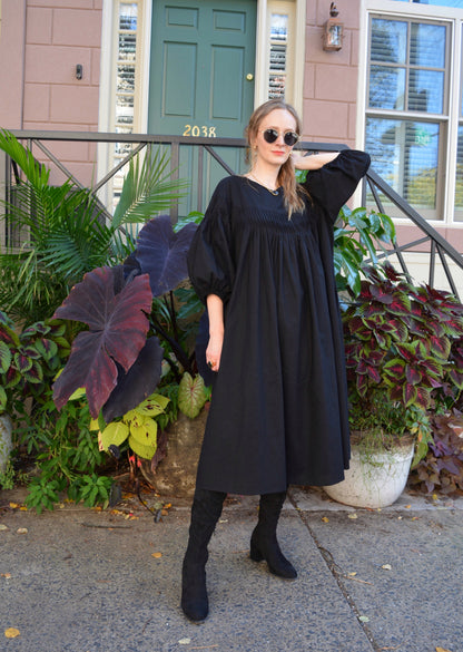 Oversize Dress Linen&Cotton in Matte Black