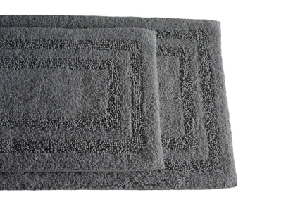 Luxury Cotton Bath Rugs Set of 2 in Silver Grey color