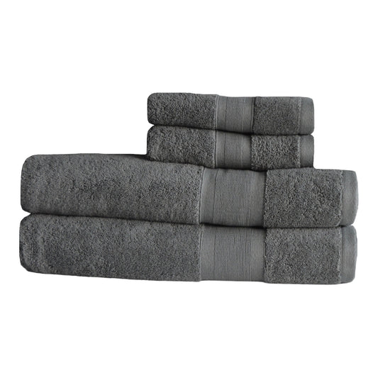 Combed Turkish Cotton Towel Set in Grey color