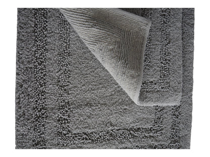 Luxury Cotton Bath Rugs Set of 2 in Silver Grey color