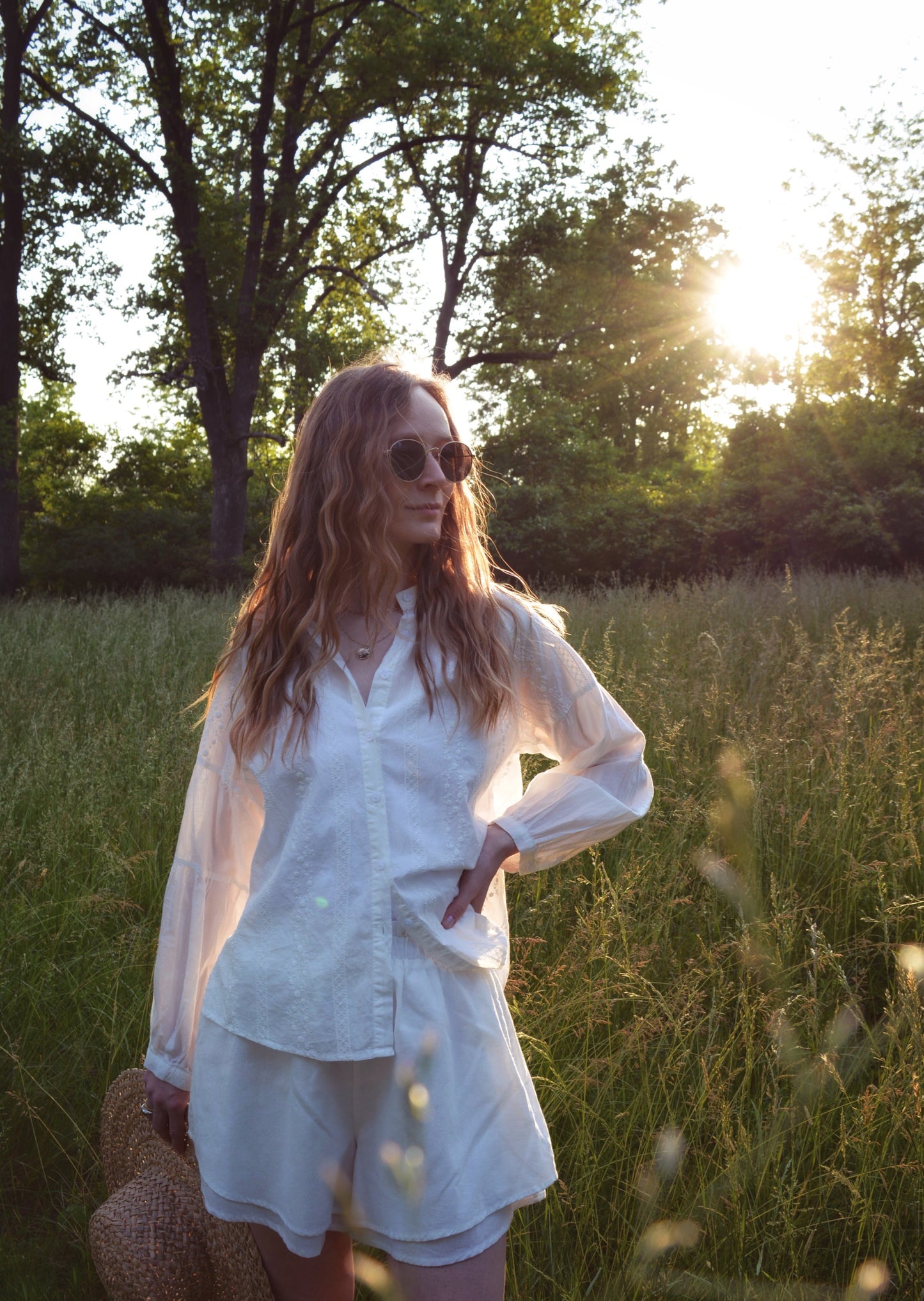 Embroidered Cotton Blouse in Pearl (White) color