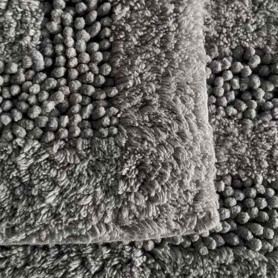 Luxury Cotton Bath Rugs Set of 2 in Silver Grey color